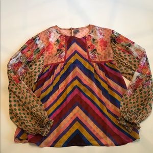 Anthropologie Colorful Peasant Top